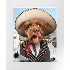A Pawfull Of Pesos - Mexican Bandit Inspired Custom Pet Portrait Framed Satin Paper Print