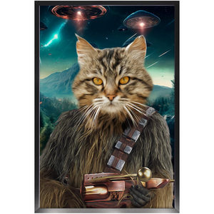 WOOFIE IN SPACE - Chewbacca & Star Wars Inspired Custom Pet Portrait Framed Satin Paper Print