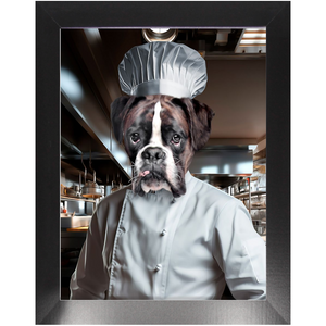 MAKING A MEAL OF IT - Chef & Cook Inspired Custom Pet Portrait Framed Satin Paper Print