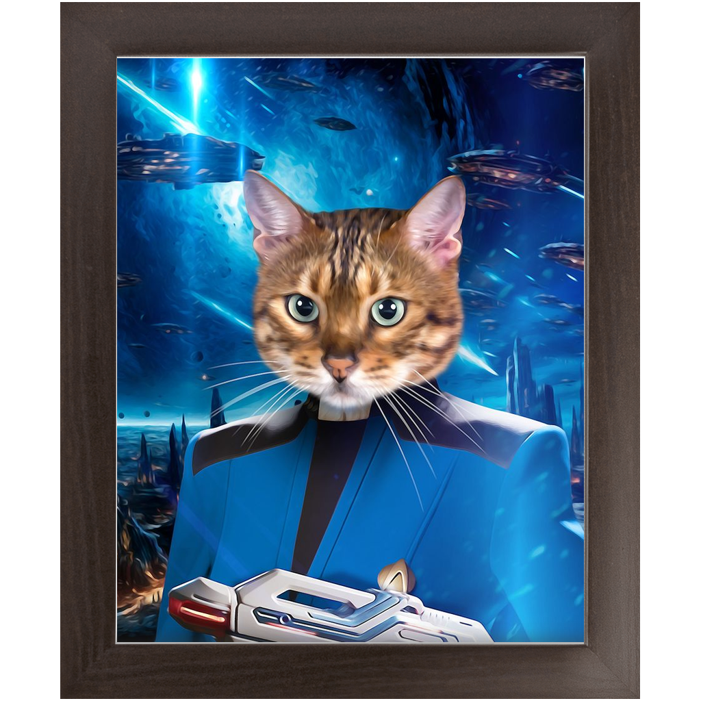 BONE CRUSHER IN SPACE - Star Trek Inspired Custom Pet Portrait Framed Satin Paper Print