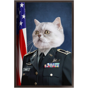 COMMANDEAR - Military Air Force Officer Inspired Custom Pet Portrait Framed Satin Paper Print