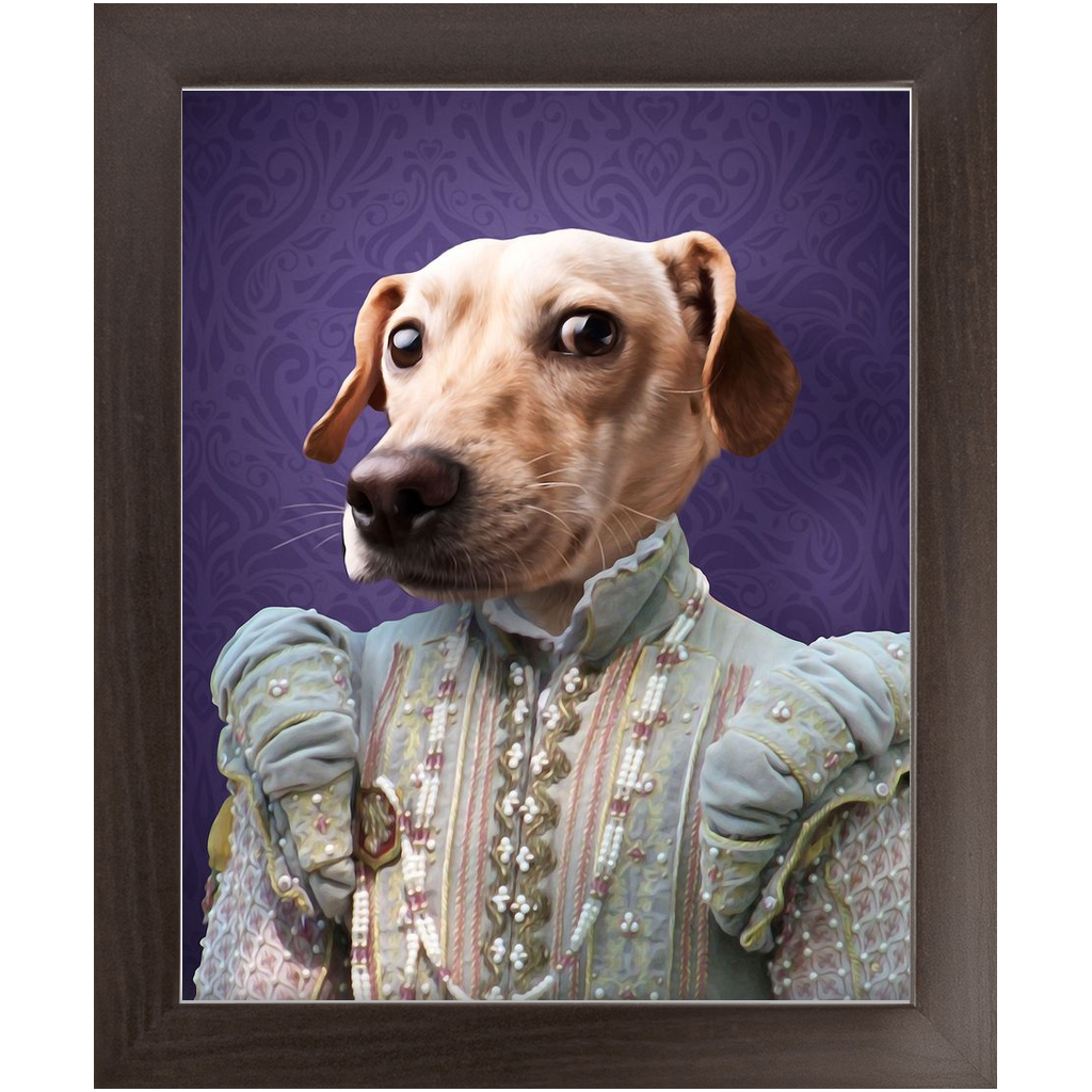 Ladee Light - Renaissance Inspired Custom Pet Portrait Framed Satin Paper Print