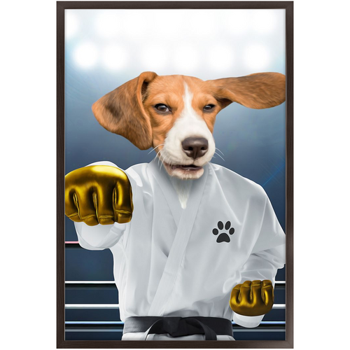 Pork Chop - Karate & Martial Arts Inspired Custom Pet Portrait Framed Satin Paper Print