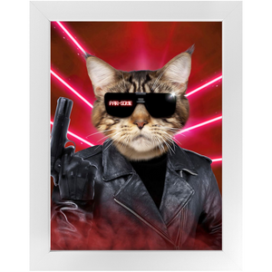 Kyle B Bakk - Arnold Schwarzenegger The Terminator Inspired Custom Pet Portrait Framed Satin Paper Print