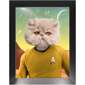 CAPTAIN QUIRK - Star Trek Inspired Custom Pet Portrait Framed Satin Paper Print