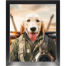 Load image into Gallery viewer, DANGER BONE - Air Force Fighter Pilot Inspired Custom Pet Portrait Framed Satin Paper Print