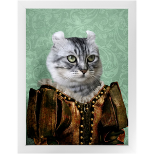 Dame Difudo - Royalty & Renaissance Inspired Custom Pet Portrait Framed Satin Paper Print