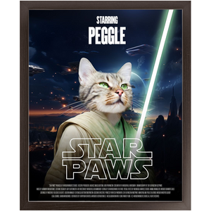 STAR PAWS Movie Poster - Star Wars Inspired Custom Pet Portrait Framed Satin Paper Print