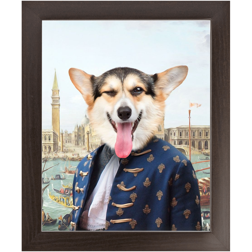 Canal Desire - Old Renaissance Inspired Custom Pet Portrait Framed Satin Paper Print