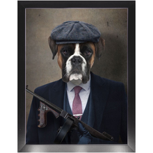 Load image into Gallery viewer, Big Jobs - Peaky Blinders &amp; Gangster Inspired Custom Pet Portrait Framed Satin Paper Print