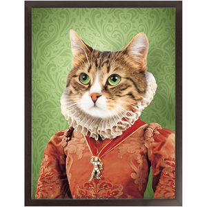 Lady Pluck - Renaissance Inspired Custom Pet Portrait Framed Satin Paper Print