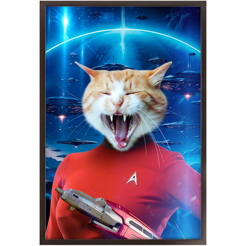 OH HOORAY IN SPACE - Star Trek Inspired Custom Pet Portrait Framed Satin Paper Print