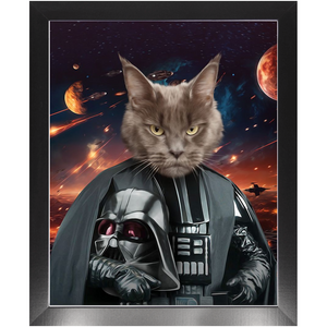 BATH EVADER IN SPACE - Darth Vader & Star Wars Inspired Custom Pet Portrait Framed Satin Paper Print