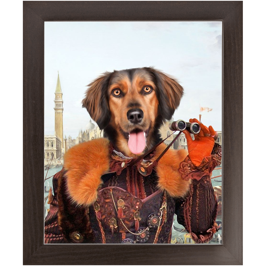 Gondola With The Wind - Renaissance Inspired Custom Pet Portrait Framed Satin Paper Print