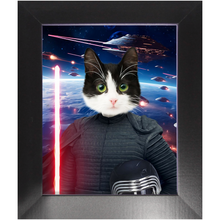 Load image into Gallery viewer, BARK LORD IN SPACE - Kylo Ren &amp; Star Wars Inspired Custom Pet Portrait Framed Satin Paper Print