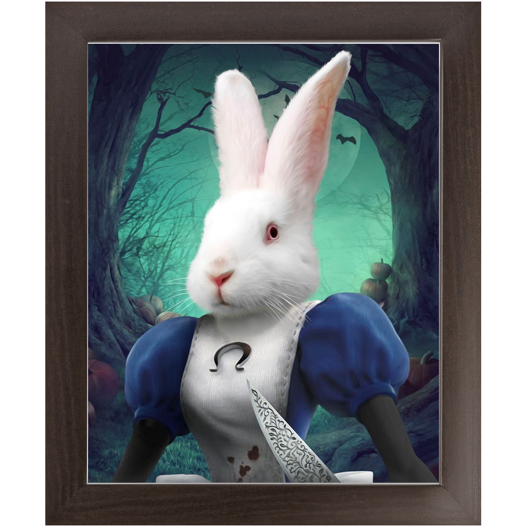 Malice In Chains - Evil Alice and Alice in Wonderland Inspired Custom Pet Portrait Framed Satin Paper Print