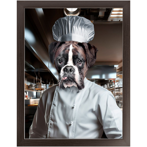 MAKING A MEAL OF IT - Chef & Cook Inspired Custom Pet Portrait Framed Satin Paper Print
