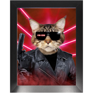 Kyle B Bakk - Arnold Schwarzenegger The Terminator Inspired Custom Pet Portrait Framed Satin Paper Print
