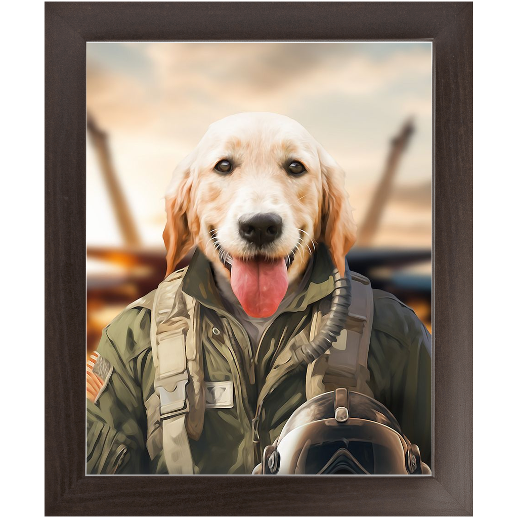 DANGER BONE - Air Force Fighter Pilot Inspired Custom Pet Portrait Framed Satin Paper Print
