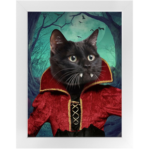 Vampiracle - Halloween & Vampires Inspired Custom Pet Portrait Framed Satin Paper Print