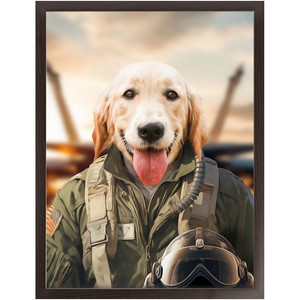 DANGER BONE - Air Force Fighter Pilot Inspired Custom Pet Portrait Framed Satin Paper Print