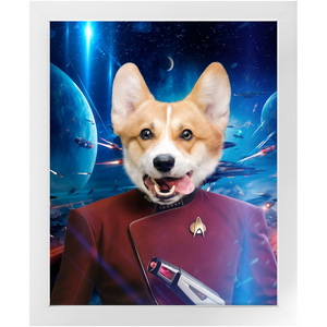 CAPTAIN DIGYARD IN SPACE - Star Trek Inspired Custom Pet Portrait Framed Satin Paper Print