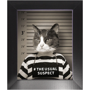 The Usual Suspect - Gangster Mugshot Inspired Custom Pet Portrait Framed Satin Paper Print