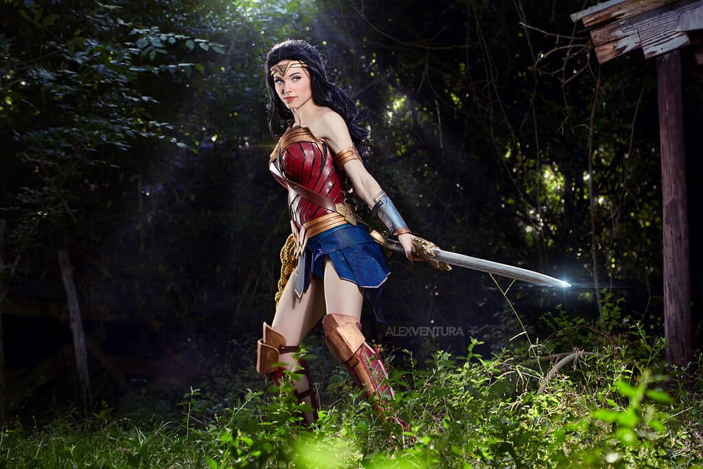 Amouranth dressed as a wonder woman