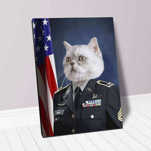 cat in air force commanders uniform pet portrait canvas