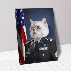 cat in air force commanders uniform pet portrait canvas