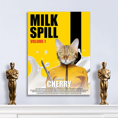 Cat dressed in kill bill inspired costume -Custom Cat Portrait on Canvas