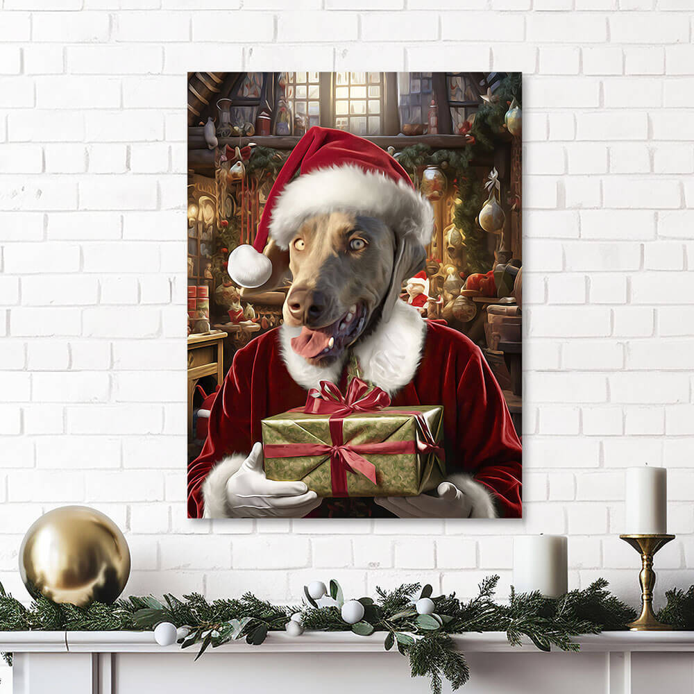 PANTA PAWS - Christmas, Santa & Elf Inspired Custom Pet Portrait Canvas