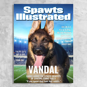 Spawts Illustrated for Dogs - Personalised Dog Magazine Cover Canvas Print