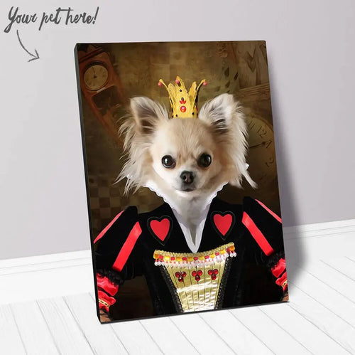 Teeny Queenie - The Queen of Hearts & Alice in Wonderland Inspired Custom Pet Portrait Canvas