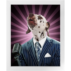 To The Moon - Frank Sinatra & Singer Inspired Custom Pet Portrait Framed Satin Paper Print