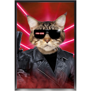 Kyle B Bakk - Arnold Schwarzenegger The Terminator Inspired Custom Pet Portrait Framed Satin Paper Print