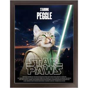 STAR PAWS Movie Poster - Star Wars Inspired Custom Pet Portrait Framed Satin Paper Print