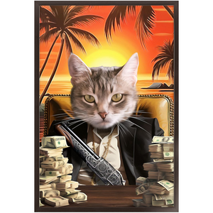SAY HELLO TO MY LITTLE FRIEND - Scarface Inspired Custom Pet Portrait Framed Satin Paper Print