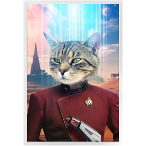 CAPTAIN DIGYARD - BEAMING DOWN - Star Trek Inspired Custom Pet Portrait Framed Satin Paper Print