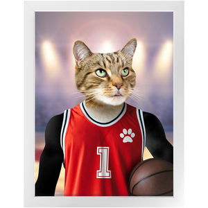 Hoopla- Basketball Player & Sports Inspired Custom Pet Portrait Framed Satin Paper Print