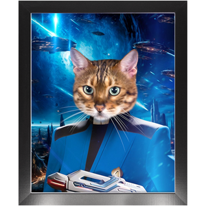 BONE CRUSHER IN SPACE - Star Trek Inspired Custom Pet Portrait Framed Satin Paper Print