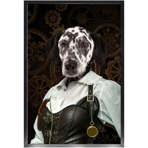 The Timekeeper - Steampunk, Victorian Era Inspired Custom Pet Portrait Framed Satin Paper Print