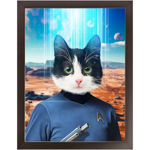 MISTER SPOOK - BEAMING DOWN - Star Trek Inspired Custom Pet Portrait Framed Satin Paper Print
