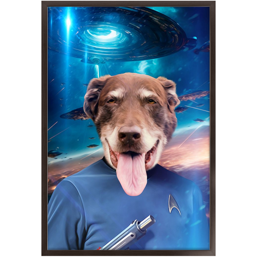 MISTER SPOOK IN SPACE - Star Trek Inspired Custom Pet Portrait Framed Satin Paper Print