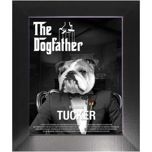 THE DOGFATHER Movie Poster - The Godfather Inspired Custom Pet Portrait Framed Satin Paper Print