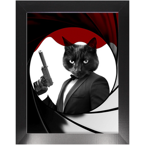 Licence To Chill - James Bond 007 Inspired Custom Pet Portrait Framed Satin Paper Print