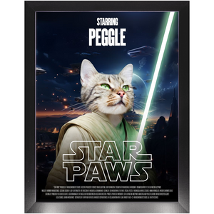 STAR PAWS Movie Poster - Star Wars Inspired Custom Pet Portrait Framed Satin Paper Print