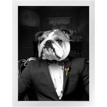 Load image into Gallery viewer, The Dogfather - Godfather, Gangster &amp; Mafia Inspired Custom Pet Portrait Framed Satin Paper Print