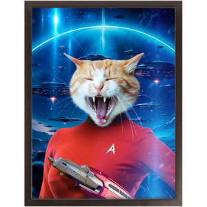 OH HOORAY IN SPACE - Star Trek Inspired Custom Pet Portrait Framed Satin Paper Print