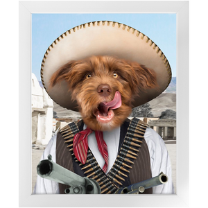 A Pawfull Of Pesos - Mexican Bandit Inspired Custom Pet Portrait Framed Satin Paper Print